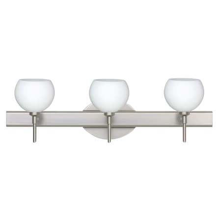 Besa Lighting Palla 5 Vanity, Opal Matte, Satin Nickel Finish, 3x40W Halogen 3SW-565807-SN